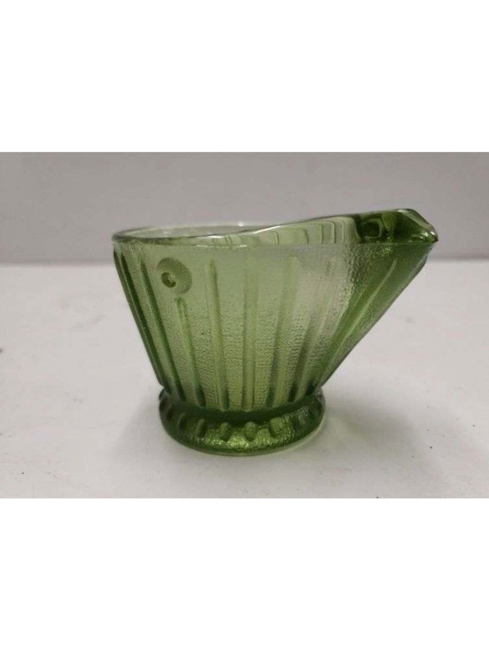 Green depression glass creamer